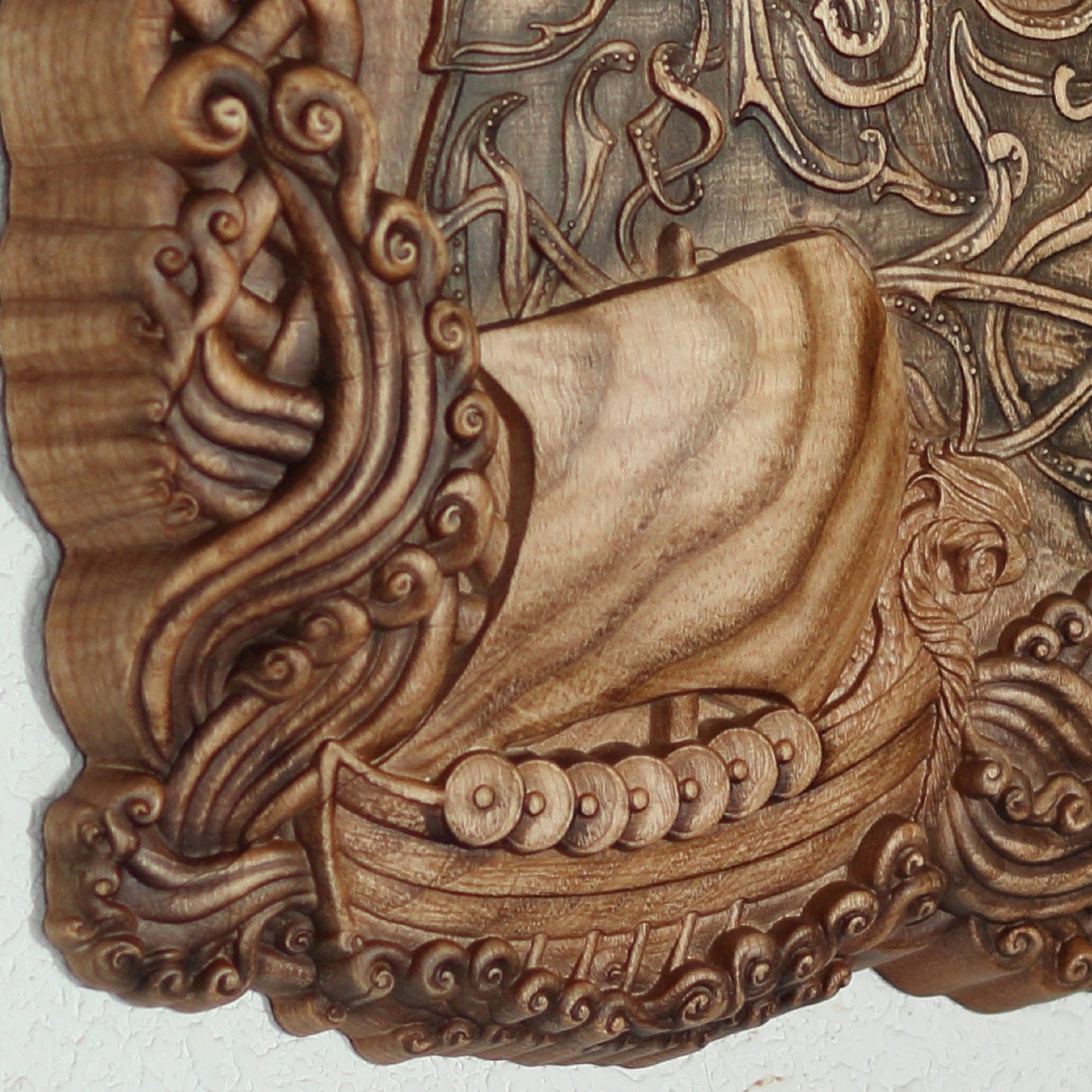 Viking shield, wood carving wall art