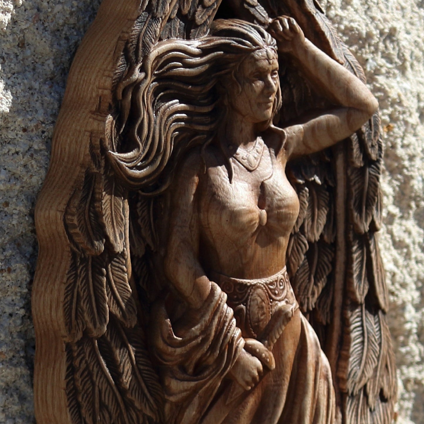 Freya ,Norse pagan decor wall, Freyja Wood carvings