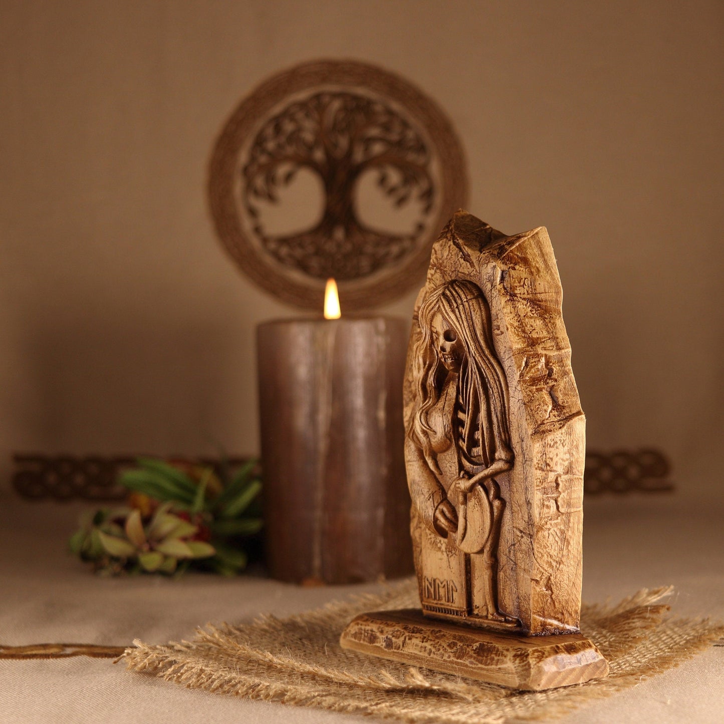 Wooden Mini Goddess Hel Statue