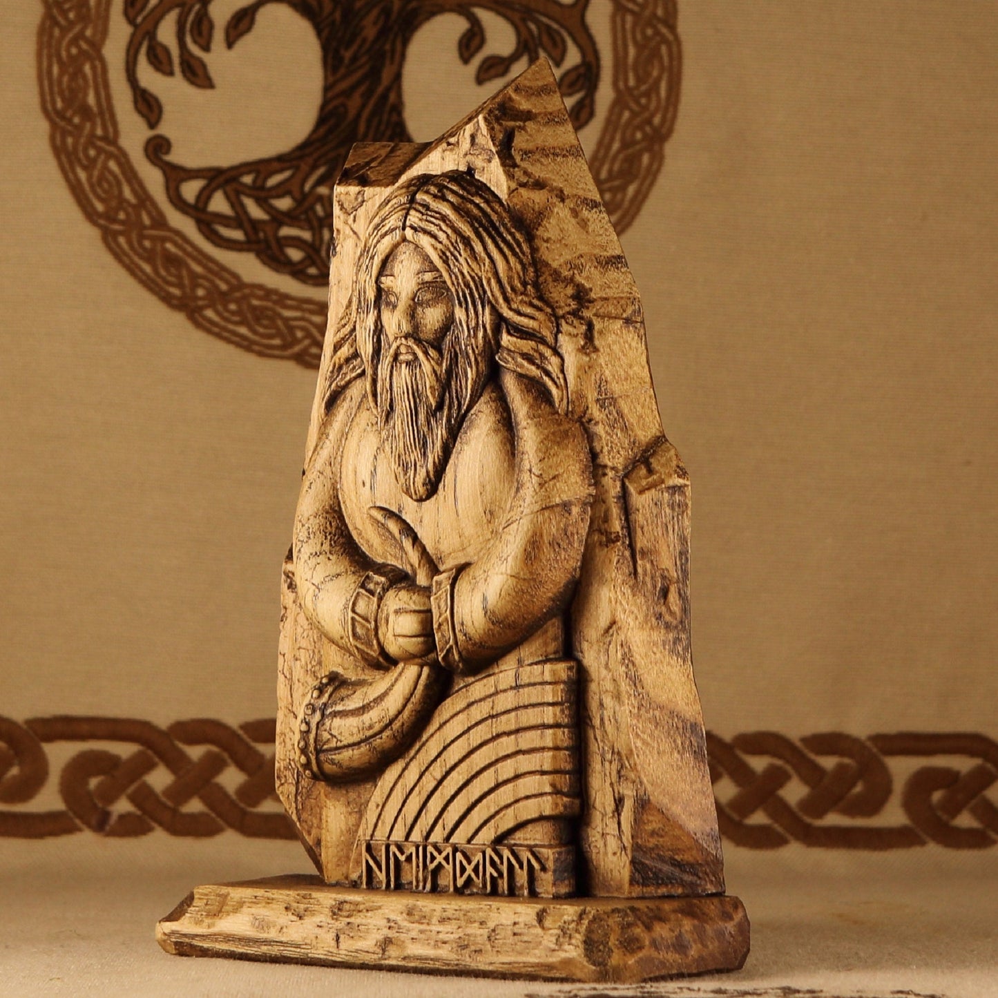 Heimdall statue , Wooden figurine Wood mini sculpture