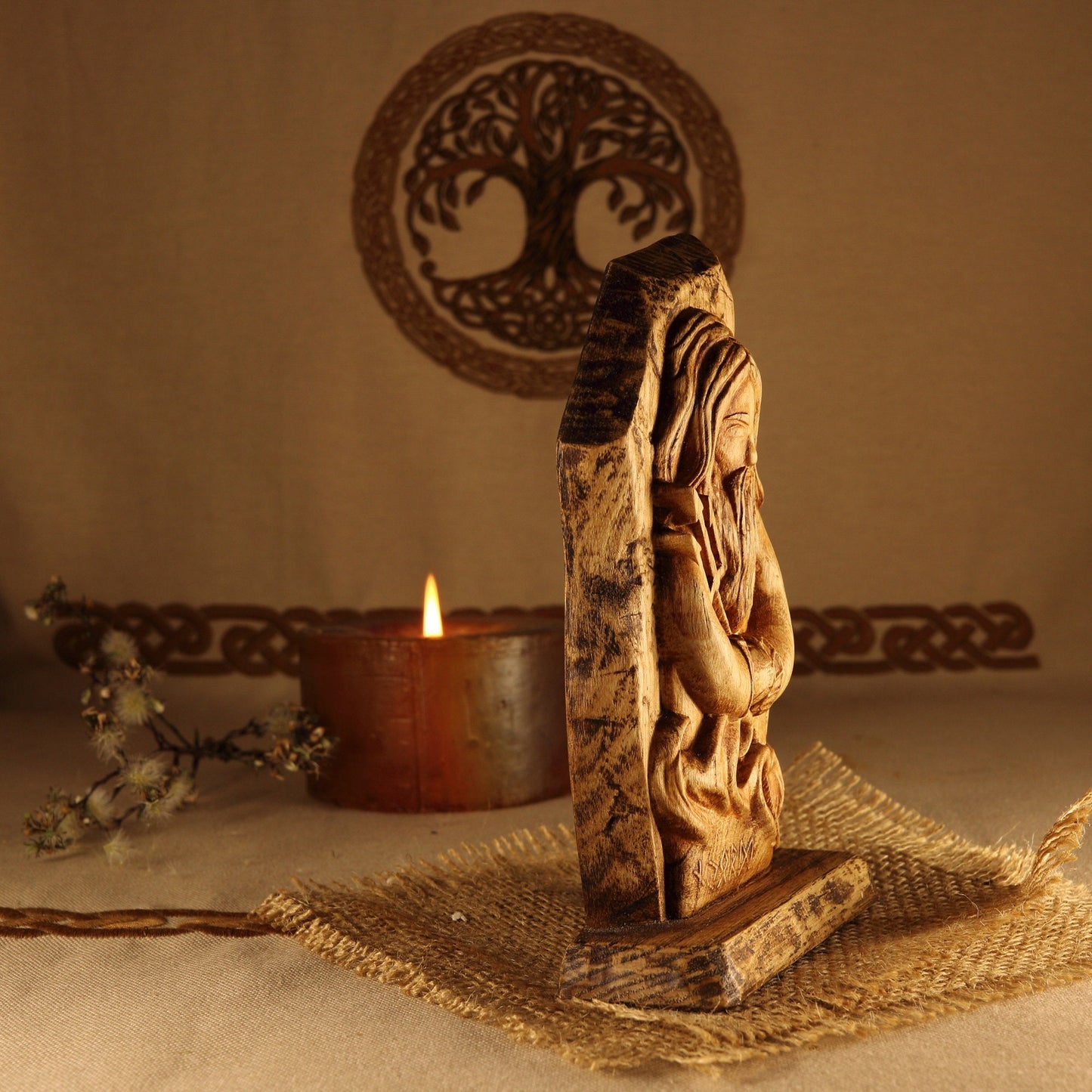 Njord, Wood carving, Wood norsе рagan mini statue