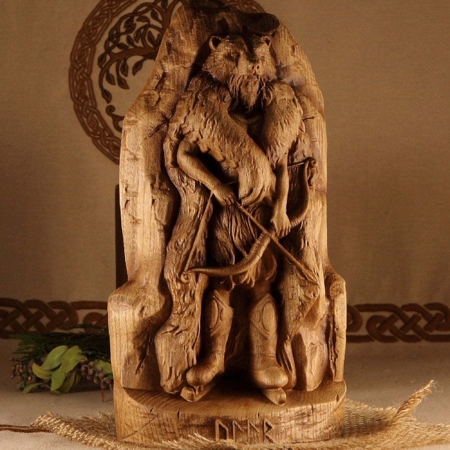 Ullr, Carved wood statue, God and goddess statue altar, Idol