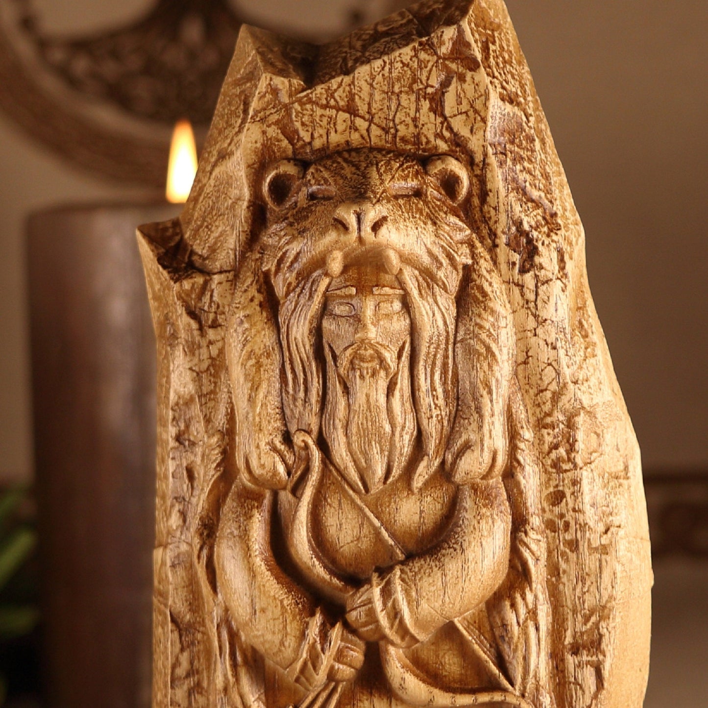 Ullr, Viking sculpture, mini statue, Celtic god wood carving