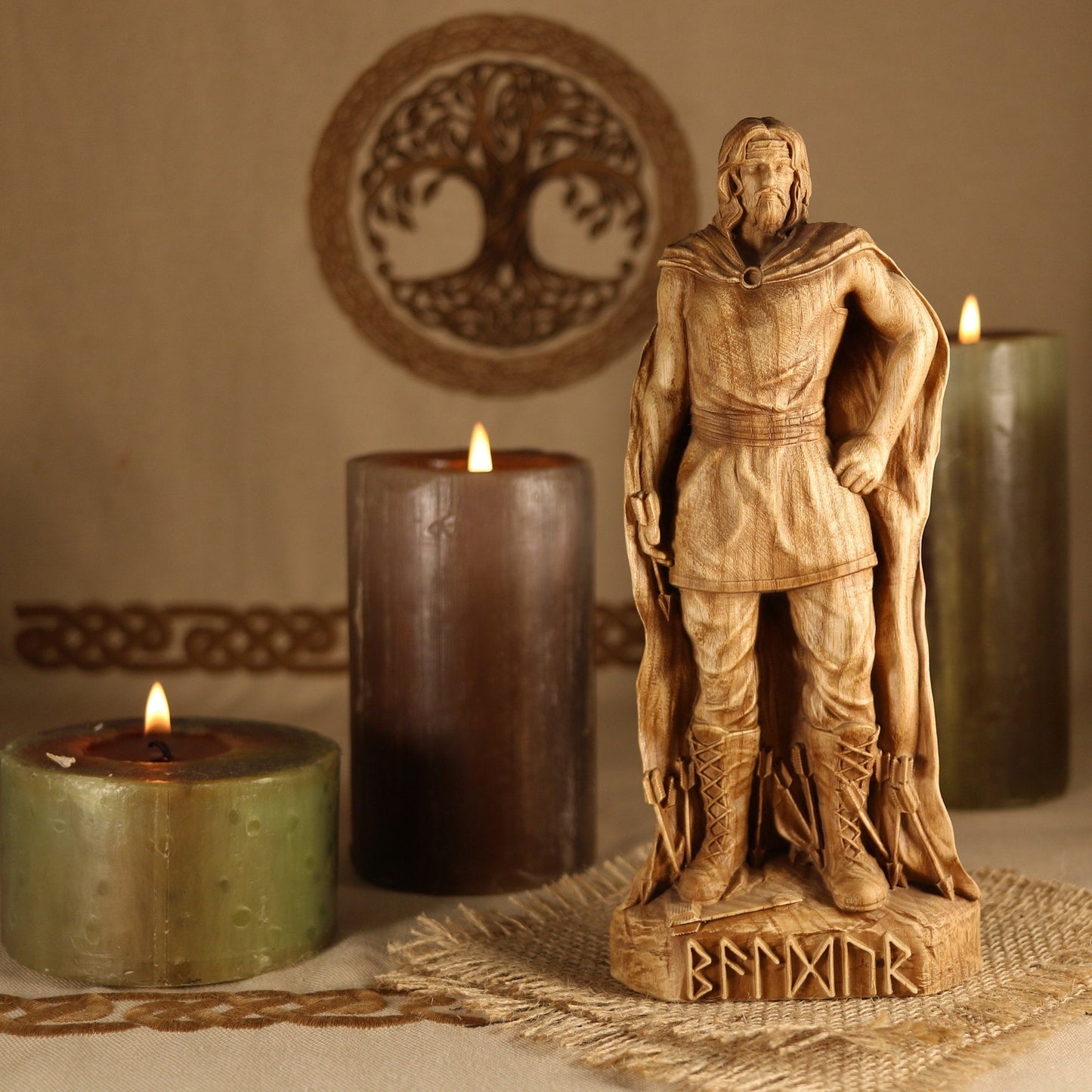 Baldr, Norse pagan decor, Wood carving sculpture