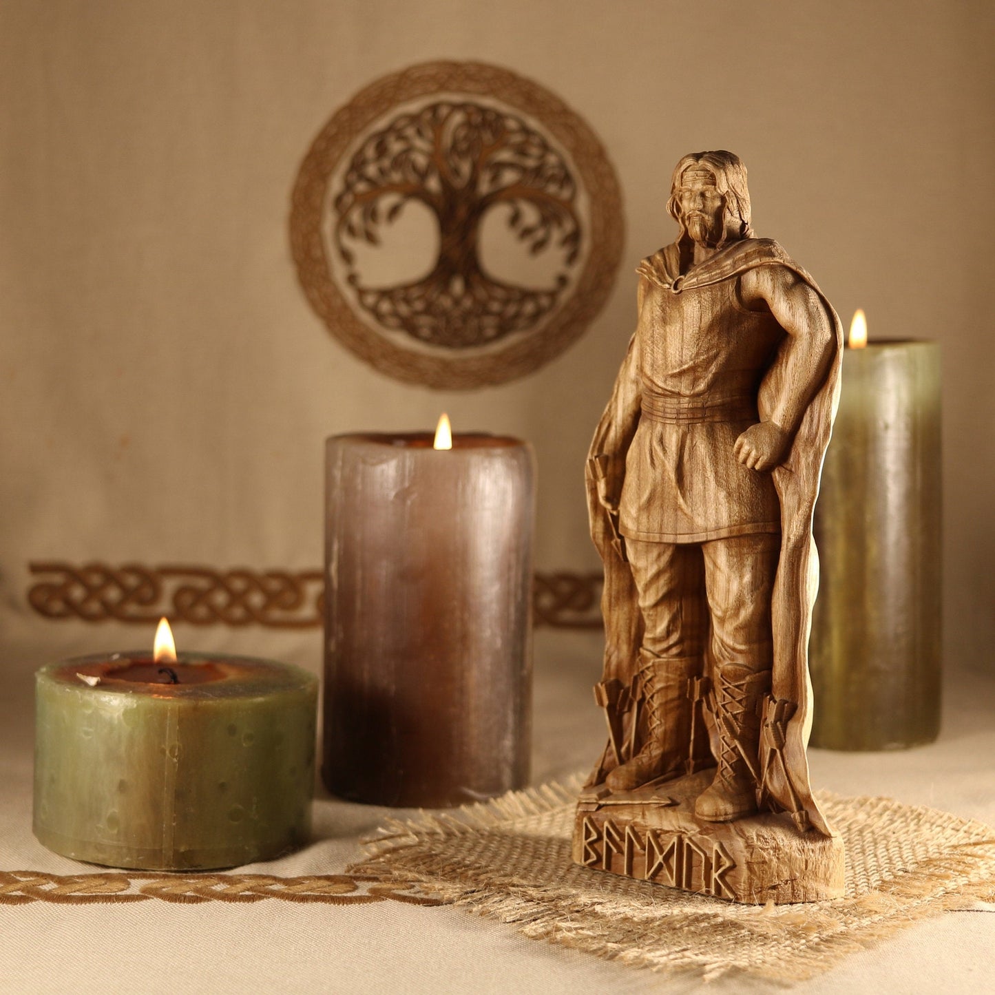 Baldr, Norse pagan decor, Wood carving sculpture