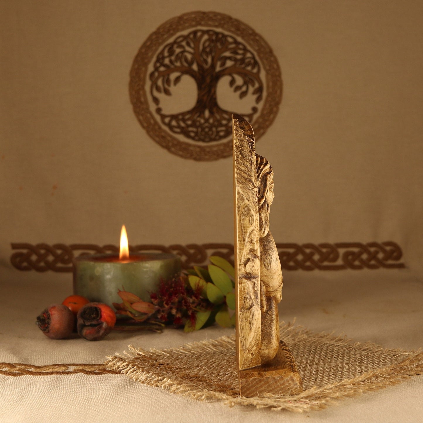 Wooden Mini Freya Goddess Statue - Wicca Home Decor