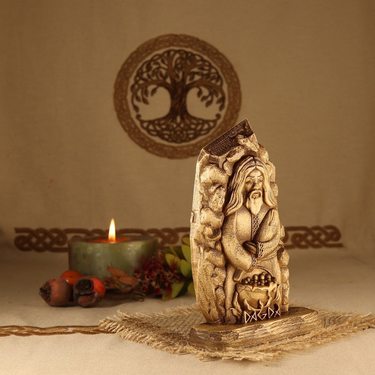 Dagda statue, Norse gods, Wooden mini sculpture
