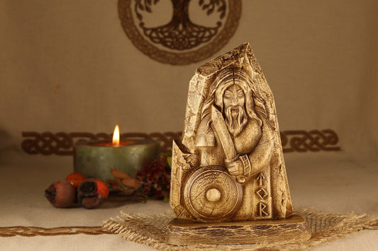 Tyr, Wood carving mini sculpture, Scandinavian mythology