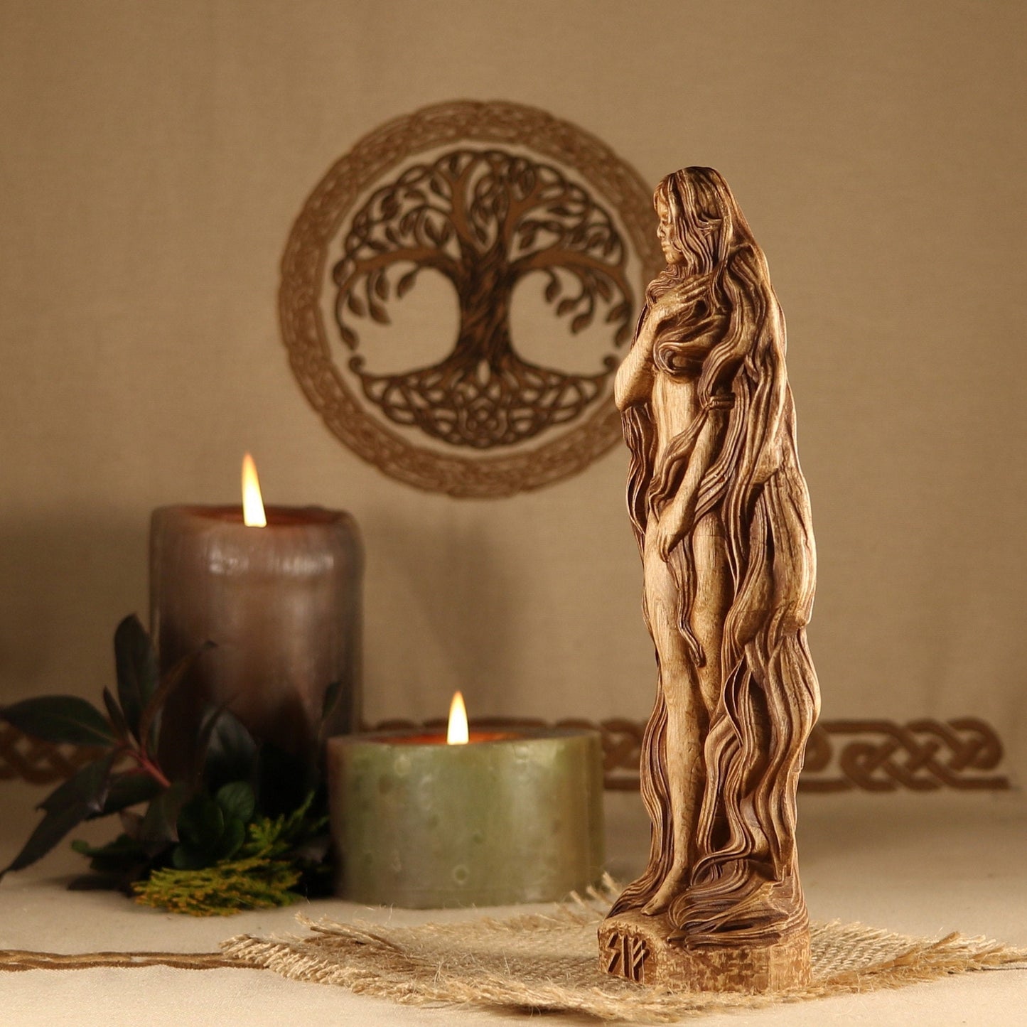 Sif, Norse pagan decor, Wooden statue, Wood sculpture