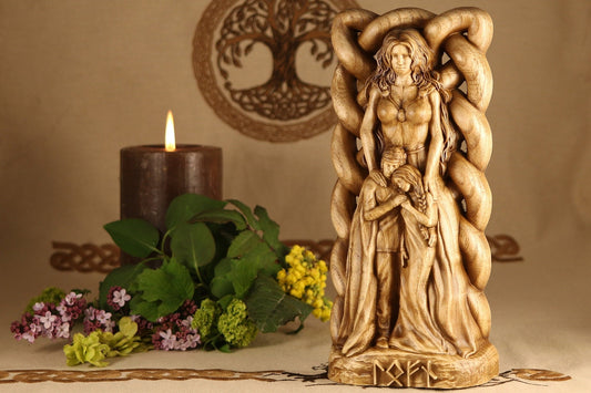 Lofn, Wood carved, Wooden statue, Norse pagan altar decor