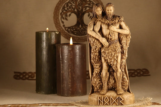 Wooden Höðr Statue - Viking Home Decor