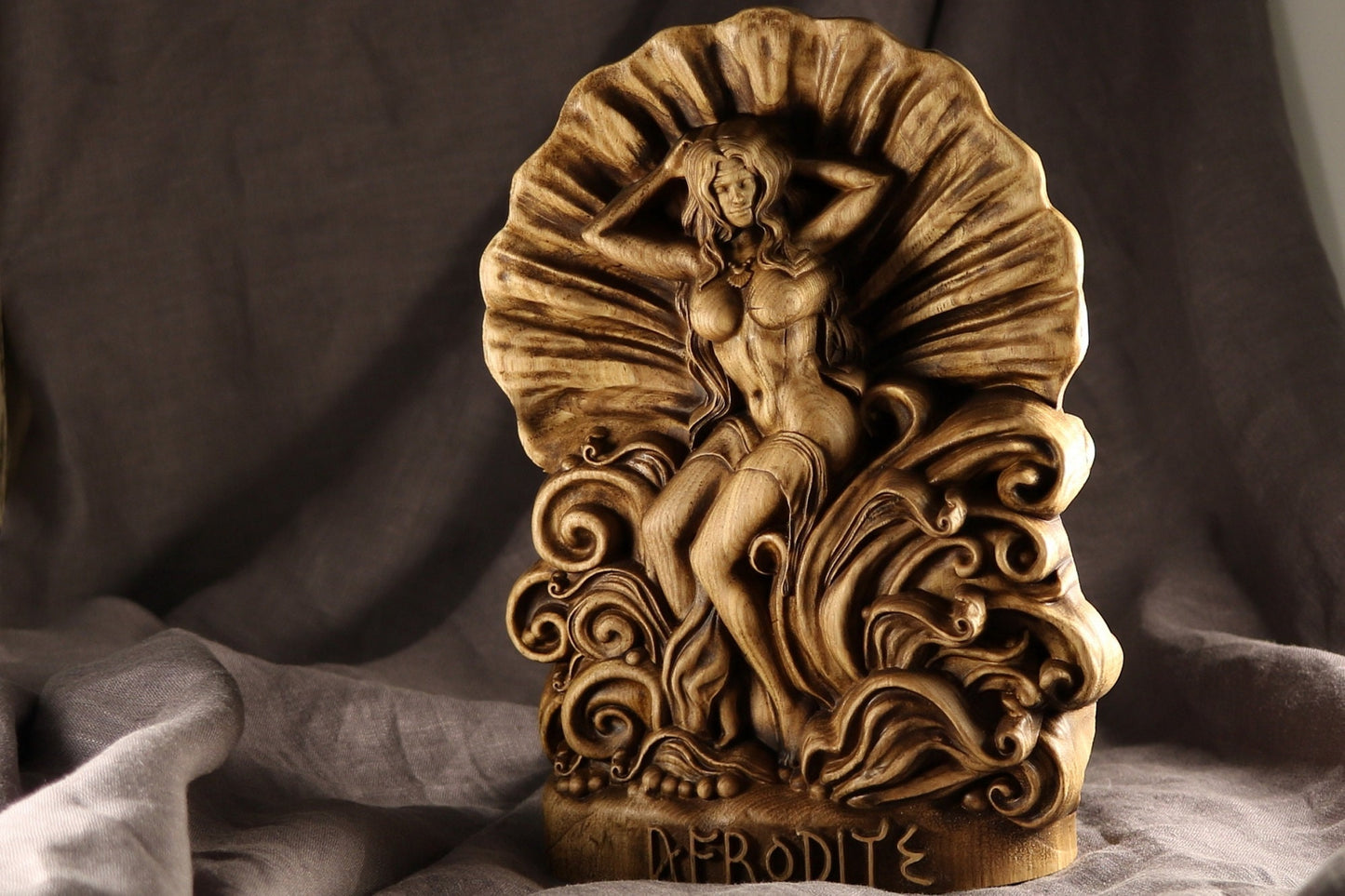 Aphrodite statue, Greek Birthing Goddess, Wooden statue