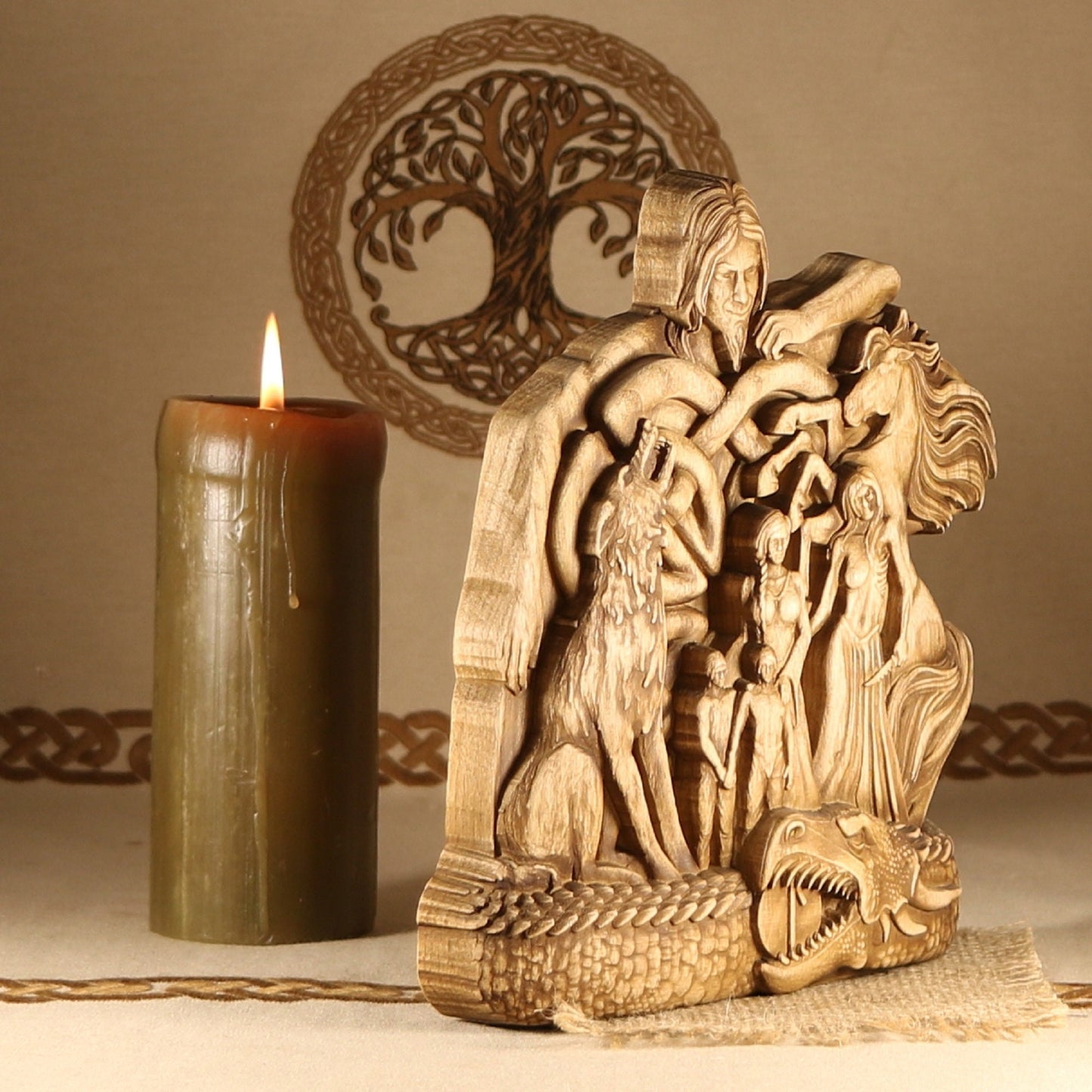 Loki, Norse gods,Lokі’s family, Norse mythology, Wooden statue