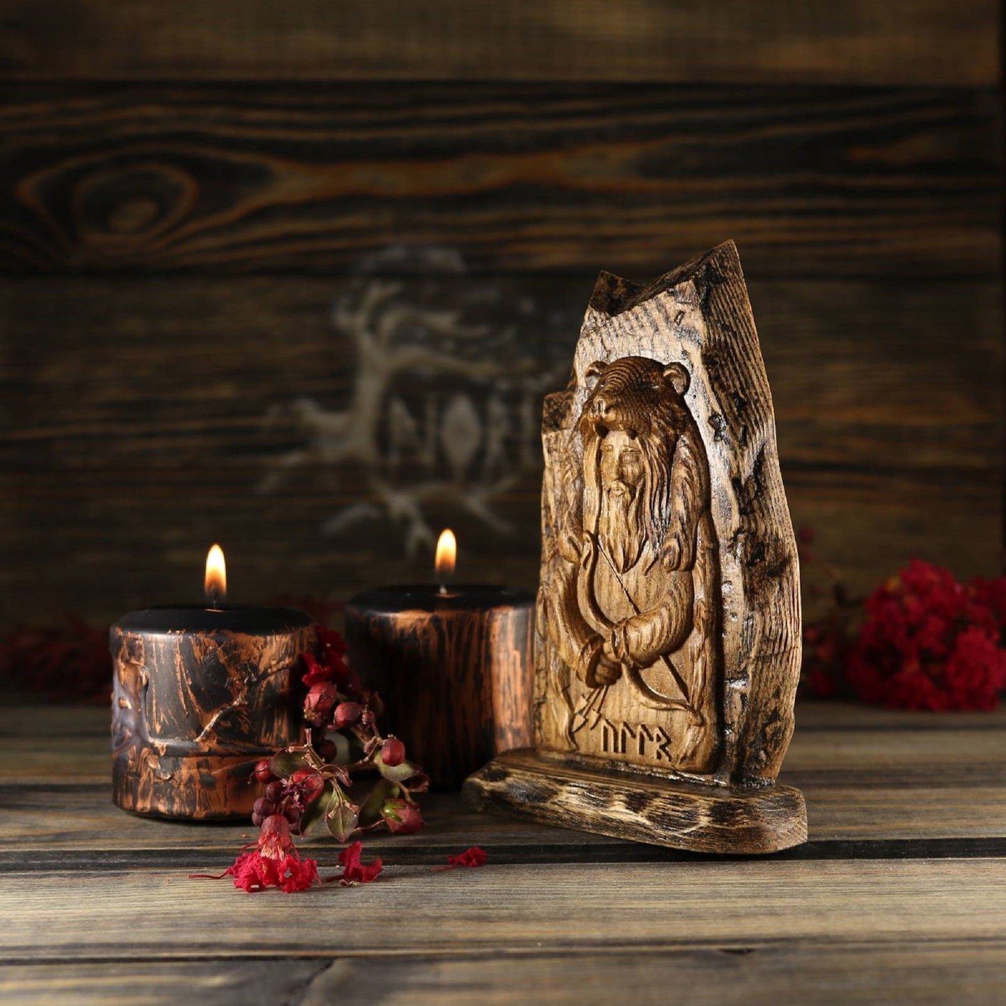 Ullr, Norse gods, Wood carving, mini decor, Wooden sculpture