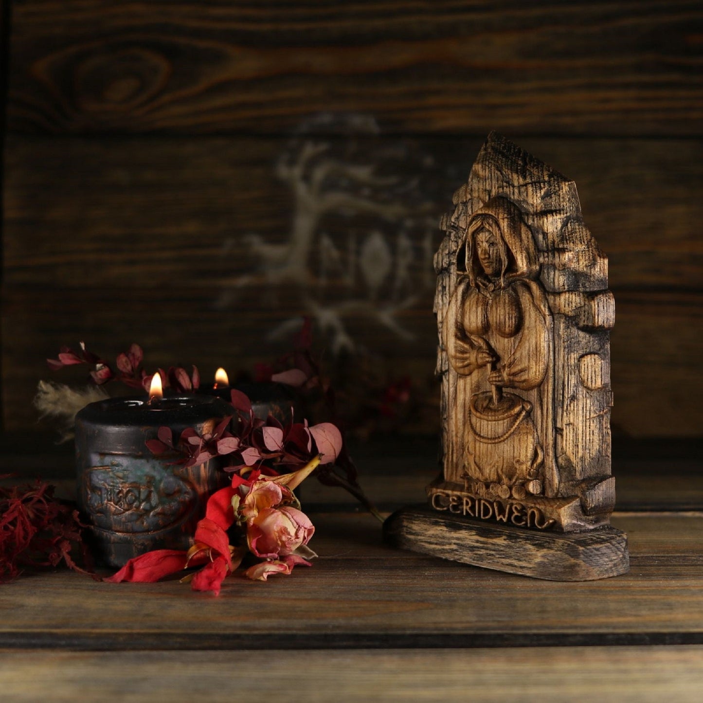 Cerridwen, Welsh goddess, Wooden mini statue