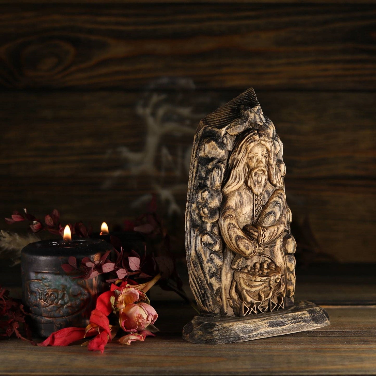 Handcrafted Prosperity: The Dagda Statue of Wealth and Abundance in Norse Pagan Style