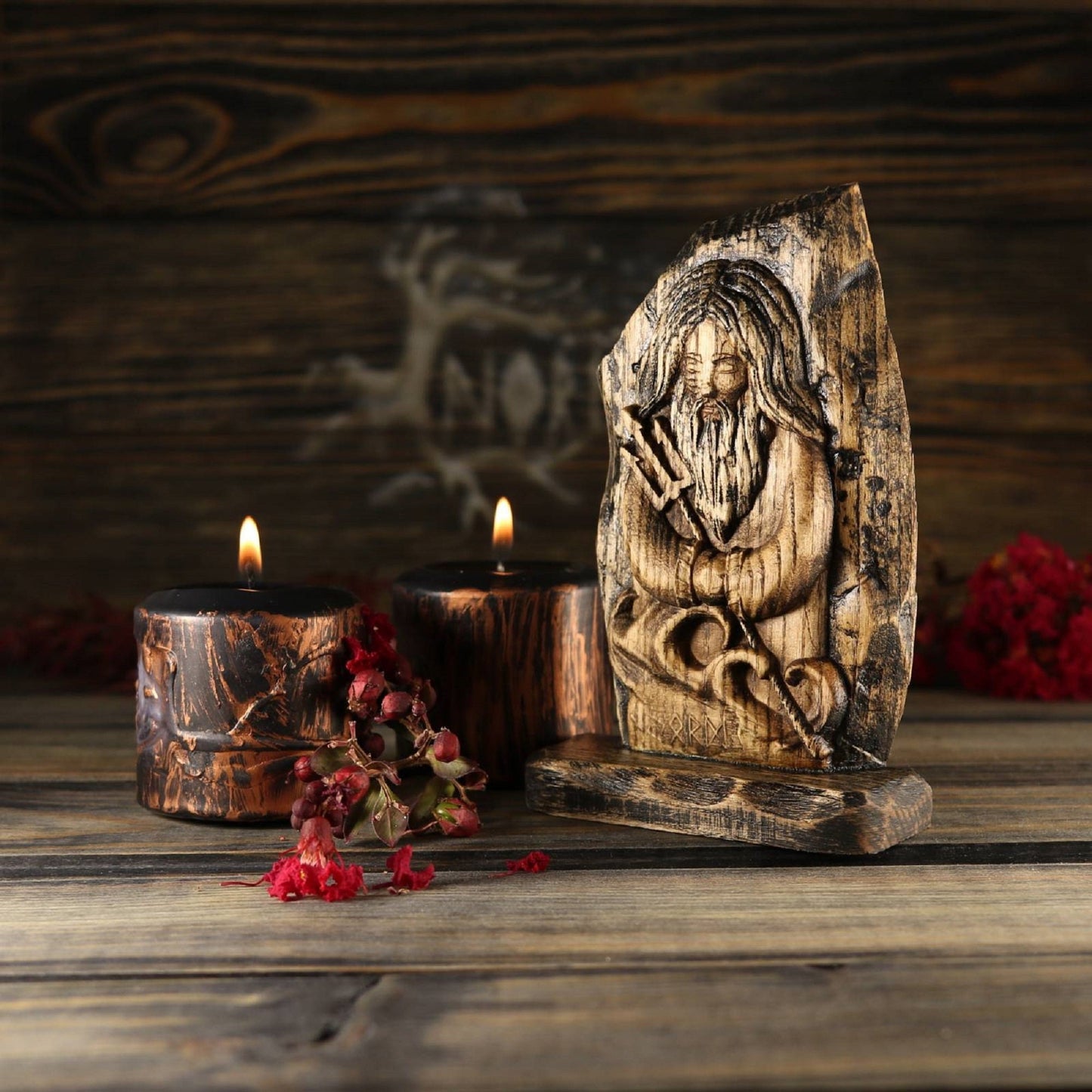 Njord, Wood carving, Wood norsе рagan mini statue