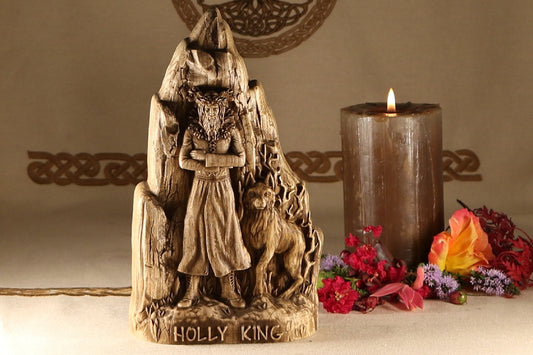 Oak King and Holly King Statue - Wooden Norse Gods