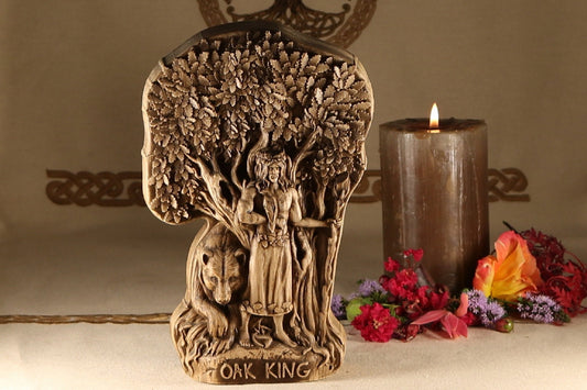 Oak king, Holly king, Norse mythology, Woodcarving