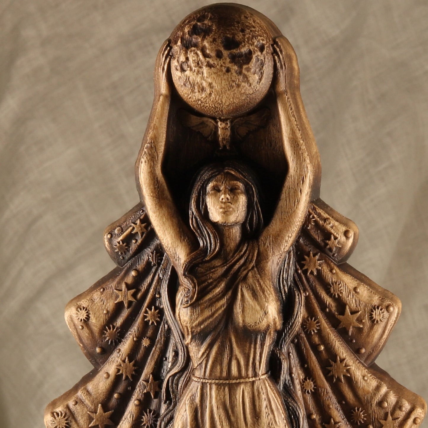 Nyx Statue - Wooden Greek Goddess Sculpture