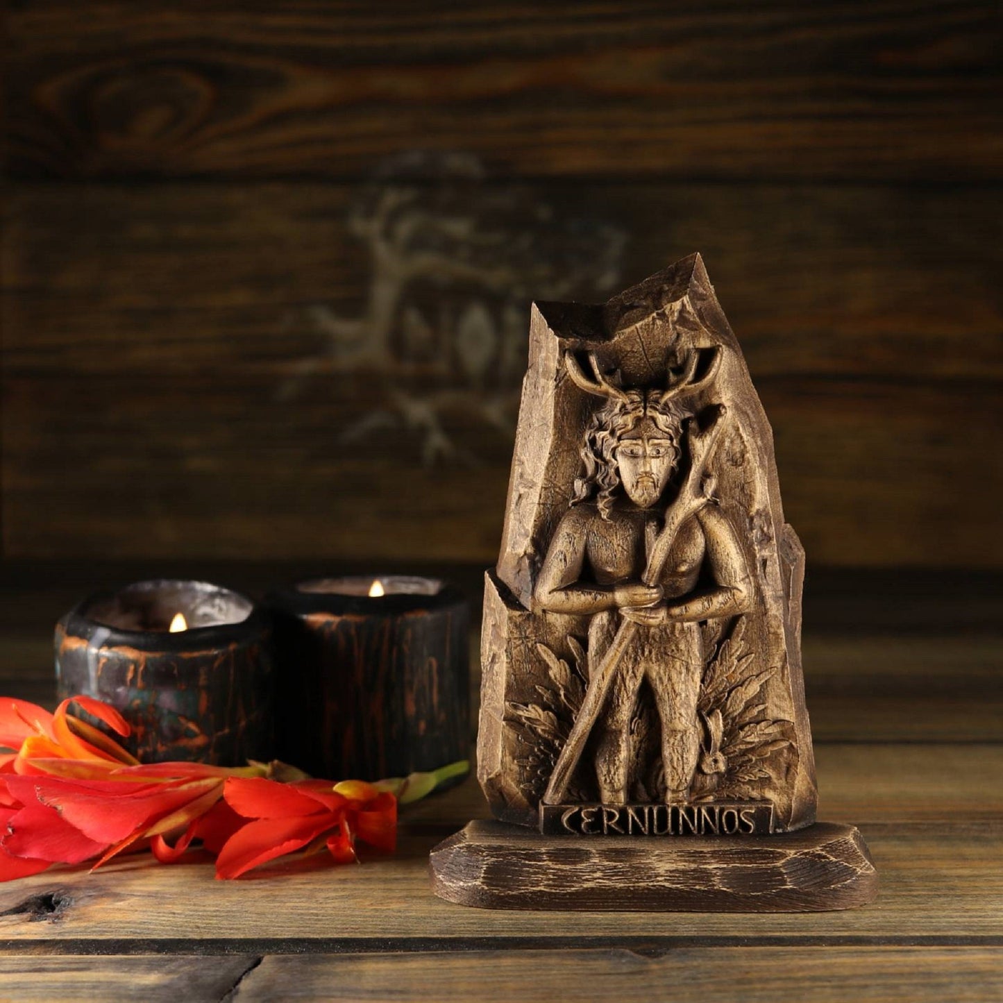 Cernunnos, horned god, Wooden mini sculpture