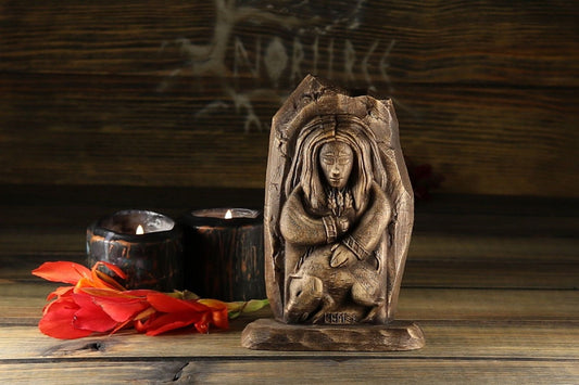 Freyr, Norse gods, Wood statue, Wood carving mini altar