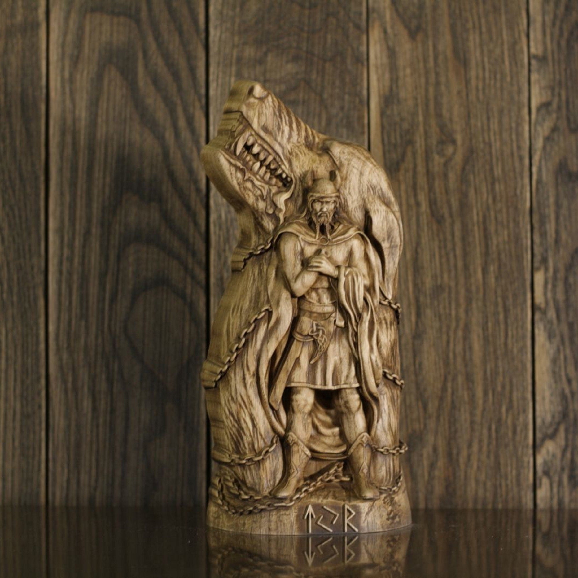 Norse God Tyr Statue - Wood carving – Art Carving Shop