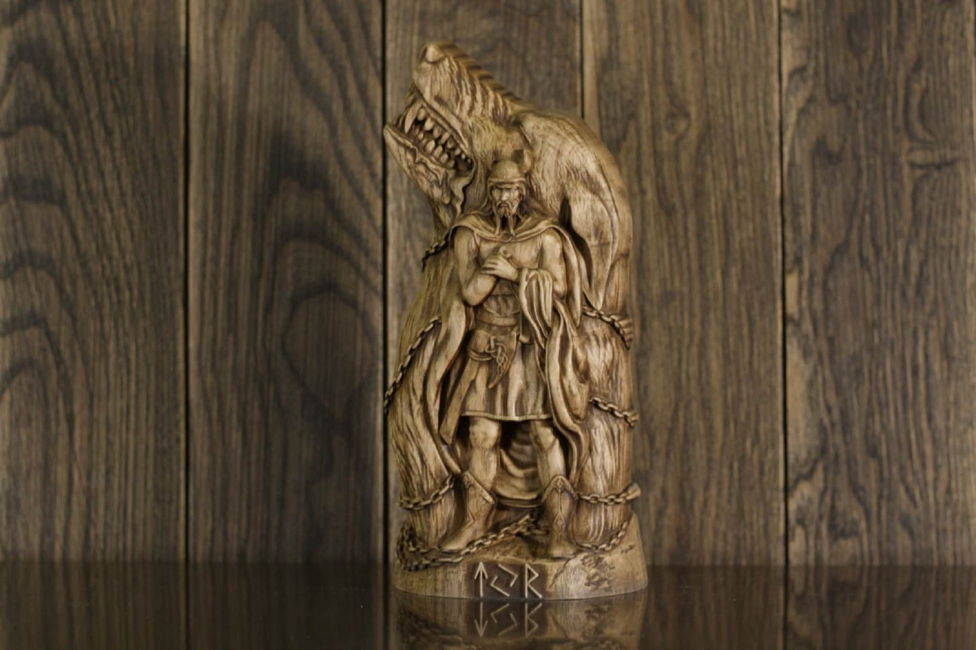 Norse God Tyr Statue - Wood carving – Art Carving Shop