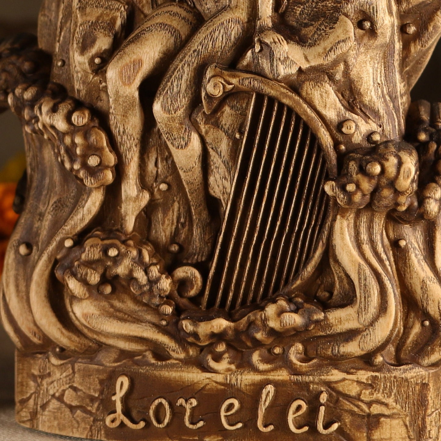 Lorelei , Loreley Nymph, Goddess statue, Wicca statue, Wooden statue