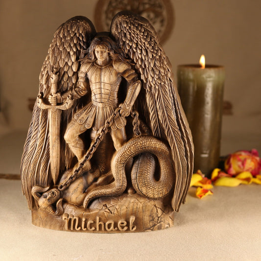 Archangel Michael statue, Wooden statue