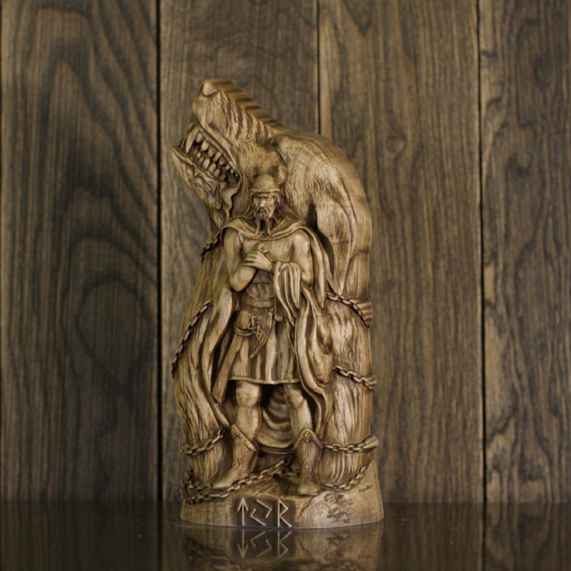 Norse God Tyr Statue - Wood carving – Art Carving Shop