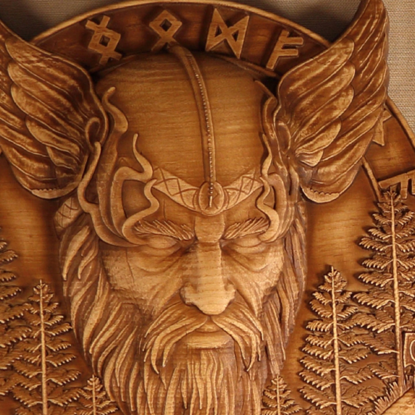 Odin, Viking shield, Viking wooden wall art, wood carving