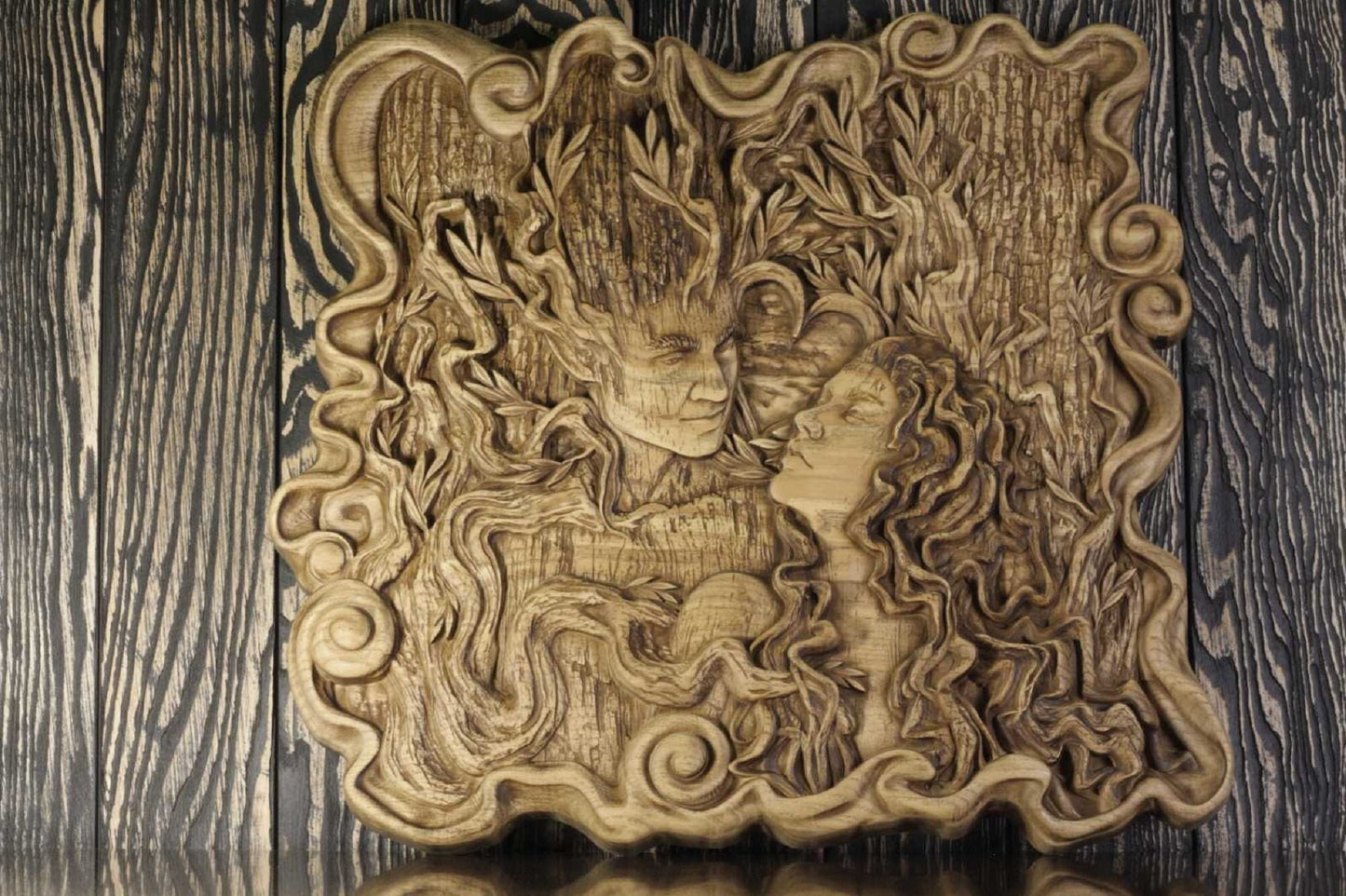 Carved wood wall art, Wood carving picture