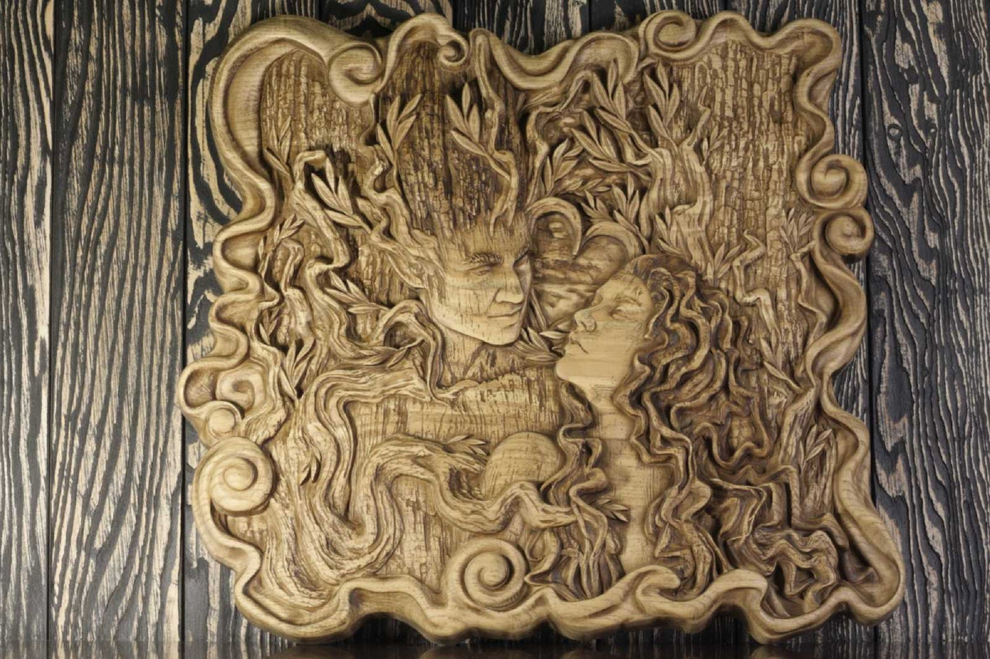 Carved wood wall art, Wood carving picture