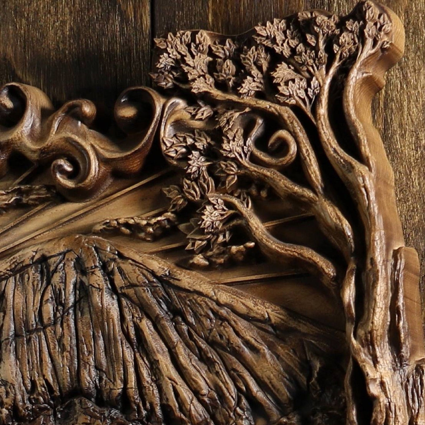 Raven art, Carved wood panel, Wood carving picture, Wood carving
