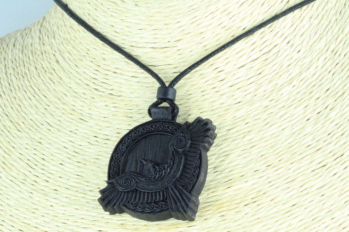 Raven necklace, Raven pendant, Celtic raven, Celtic necklace, Wood necklace