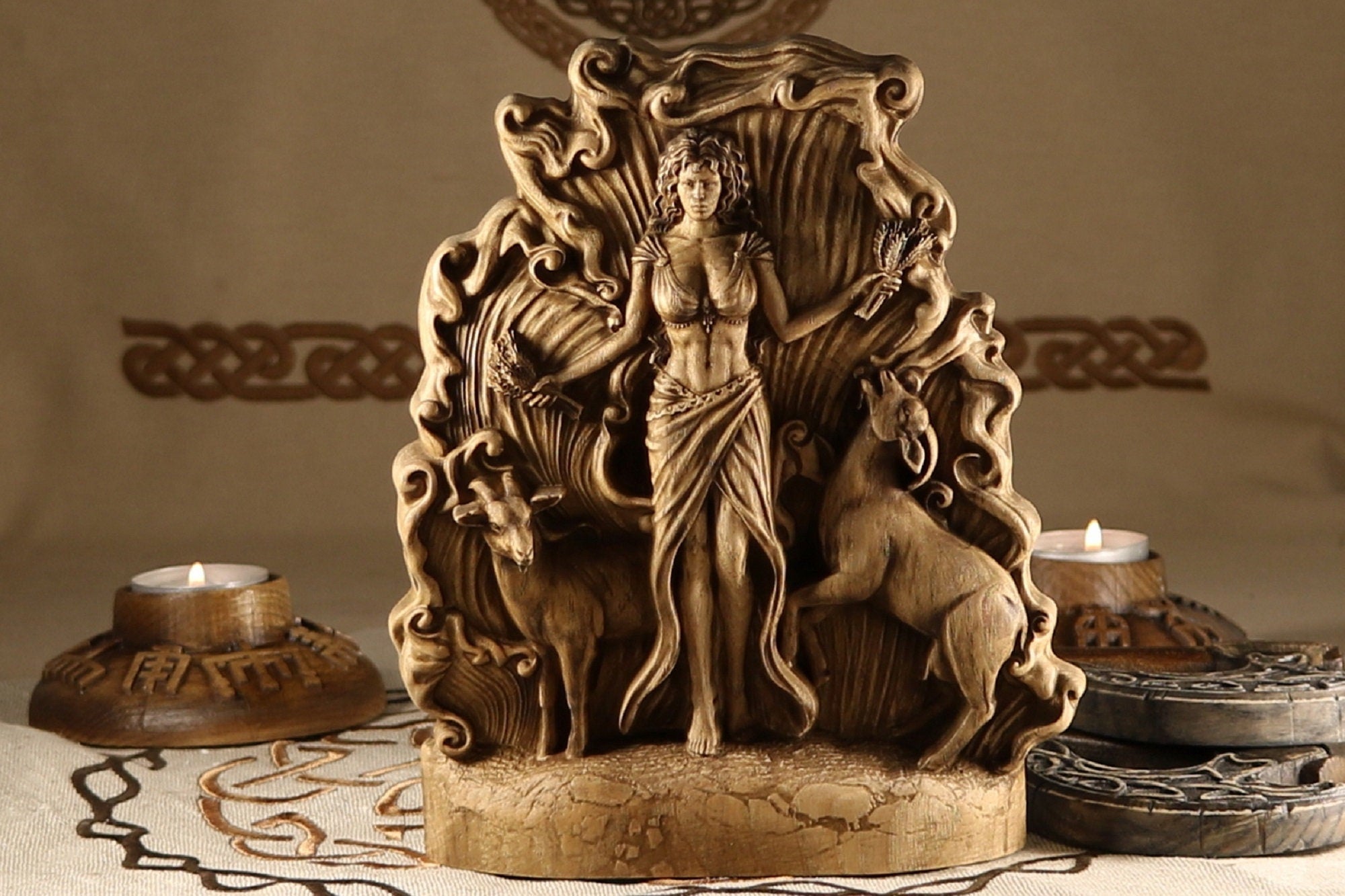 Ashera, Sea goddess, Wooden goddess statue – Art Carving Shop