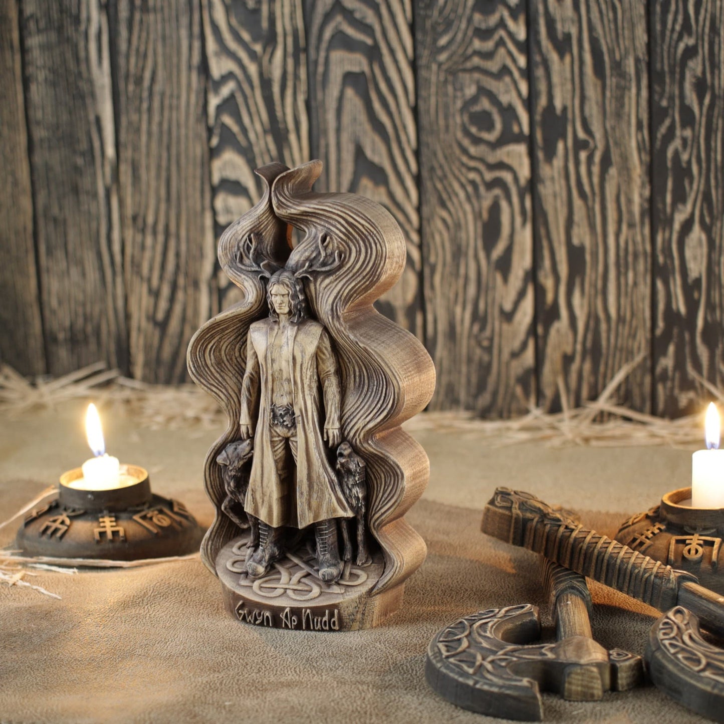 Gwyn Ap Nudd Statue Welsh Mythology Sculpture Art Carving Shop