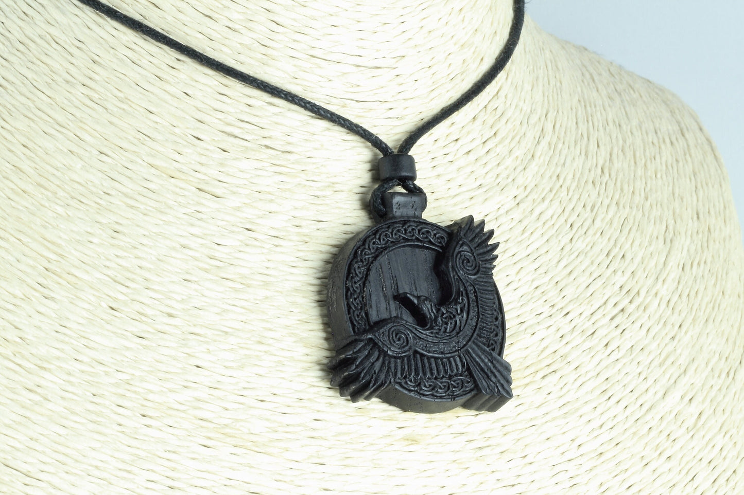 Raven necklace, Raven pendant, Celtic raven, Celtic necklace, Wood necklace