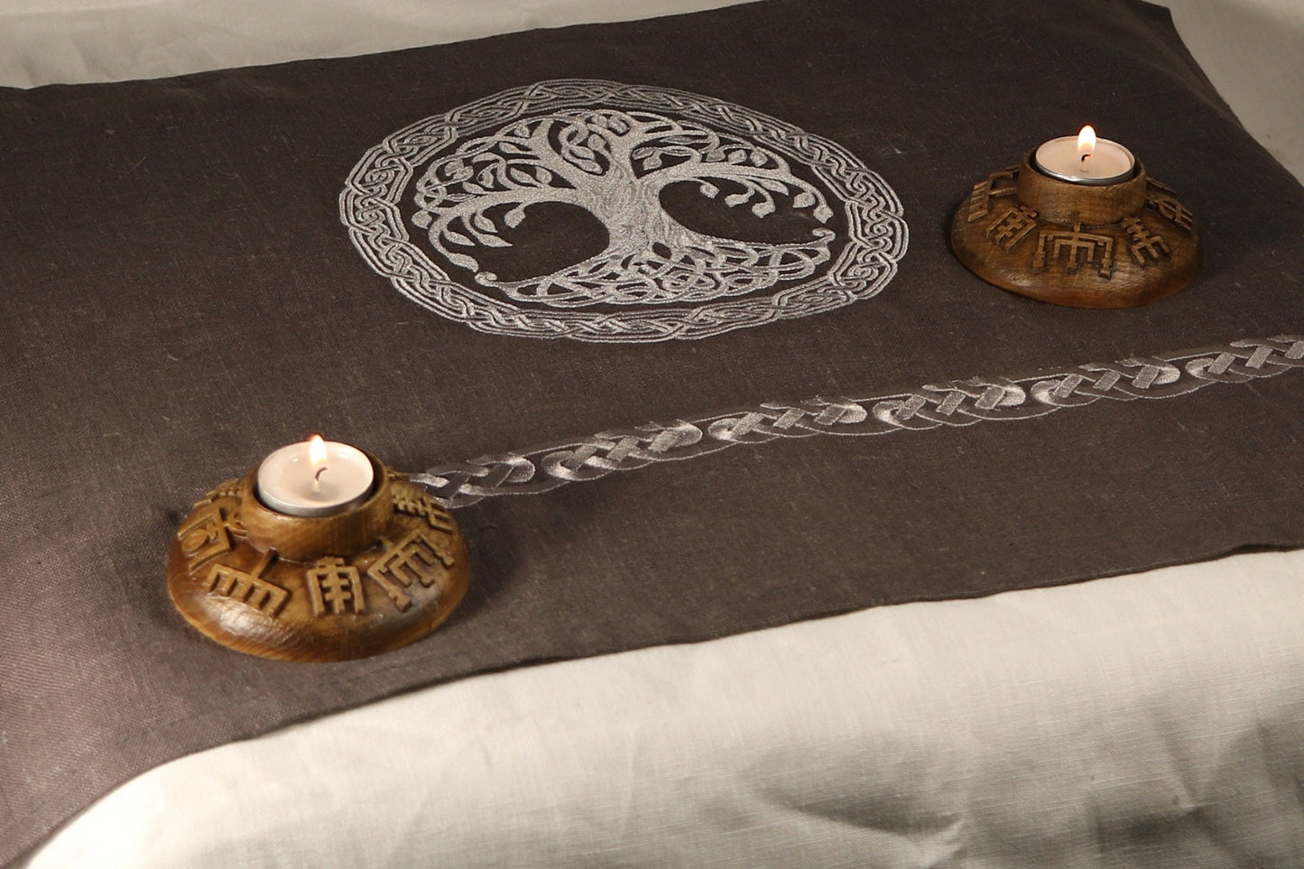Yggdrasil Travel, Altar cloth,Embroidered napkins Celtic Tree of life