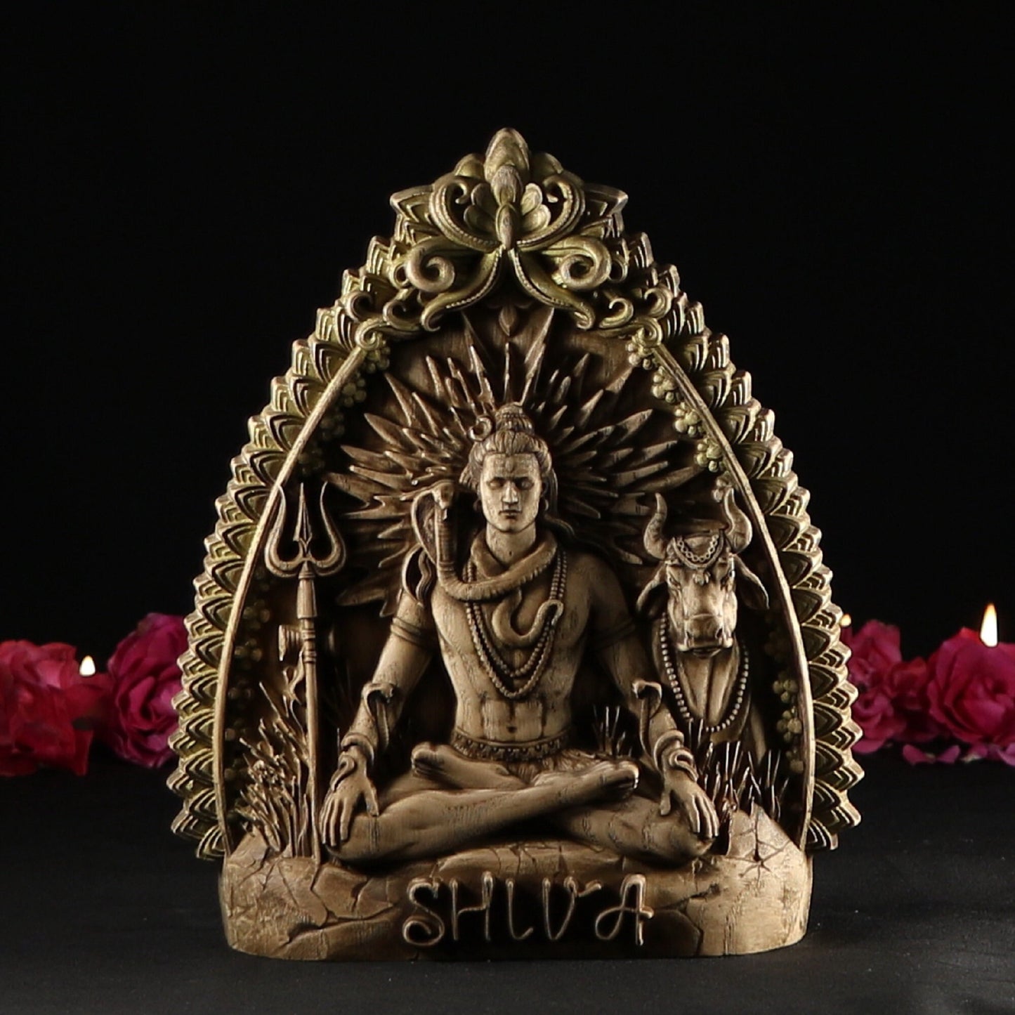 Wooden Carving Shiva Statue - Hindu God Sculpture