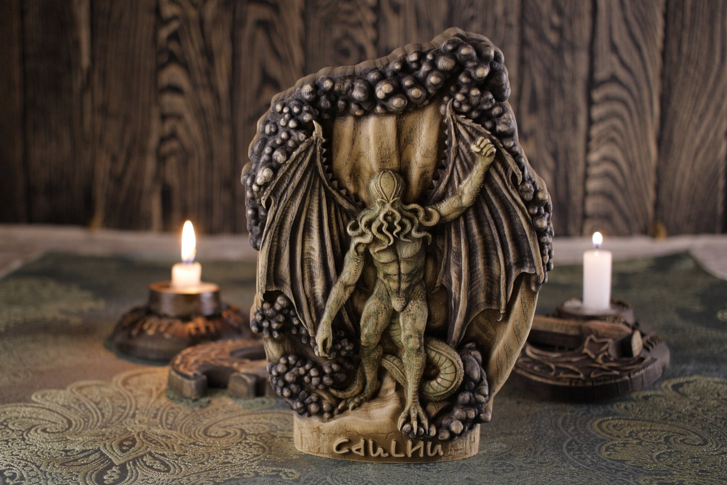 Cthulhu Idol Statue - Wooden Octopus Statue