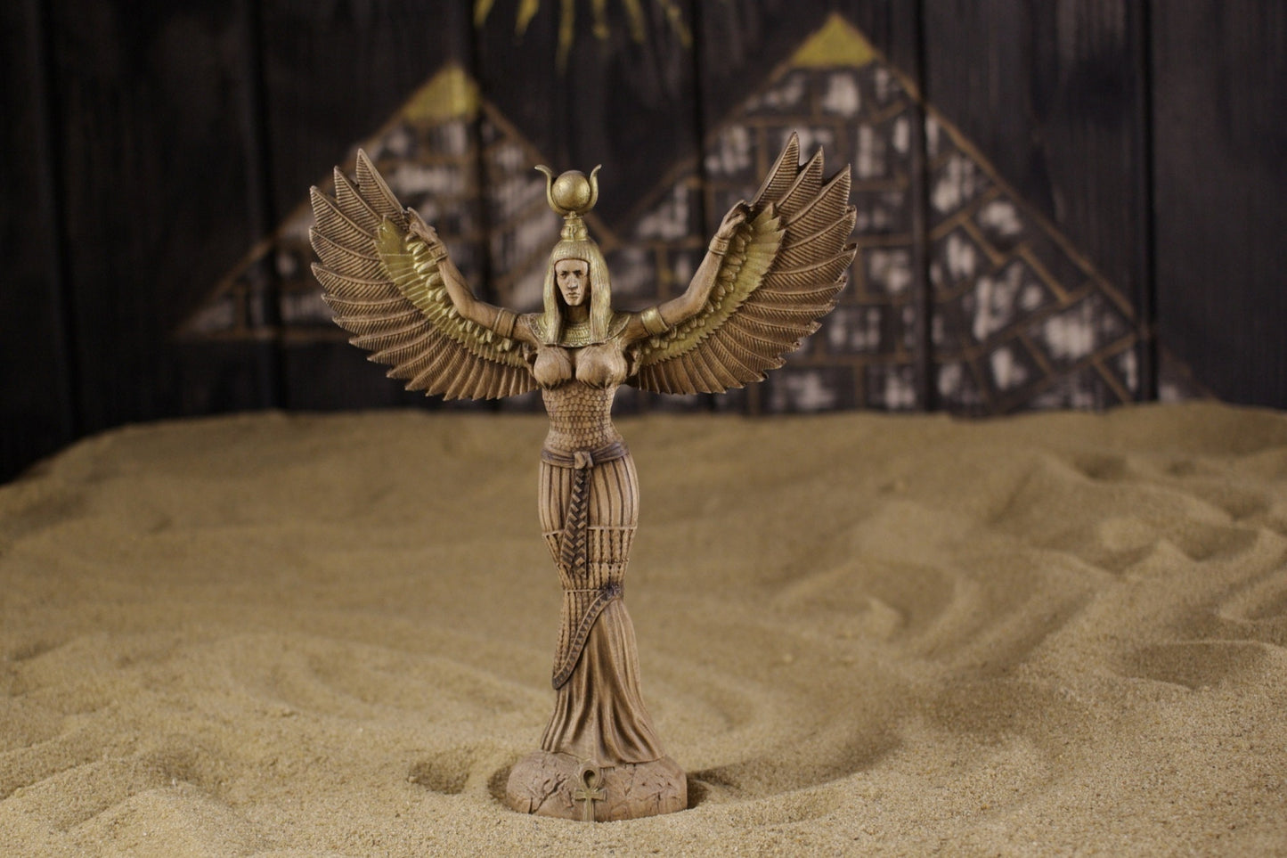 Egyptian Decor Isis - Wood Carving Egyptian Goddess