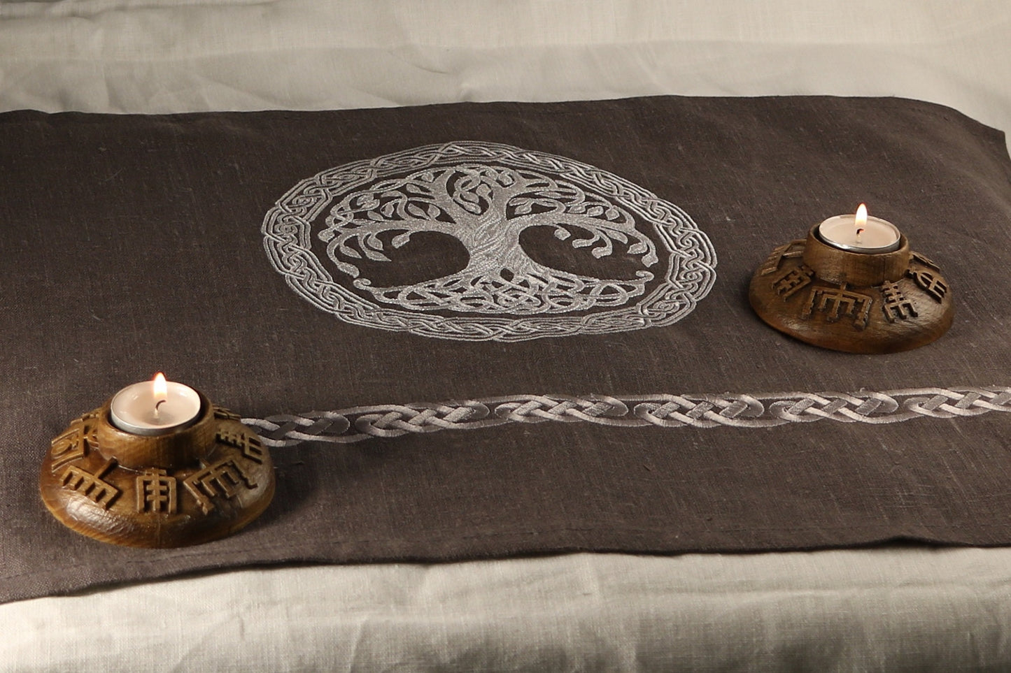 Yggdrasil Travel, Altar cloth,Embroidered napkins Celtic Tree of life