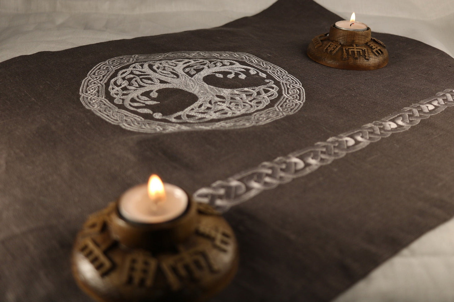 Yggdrasil Travel, Altar cloth,Embroidered napkins Celtic Tree of life