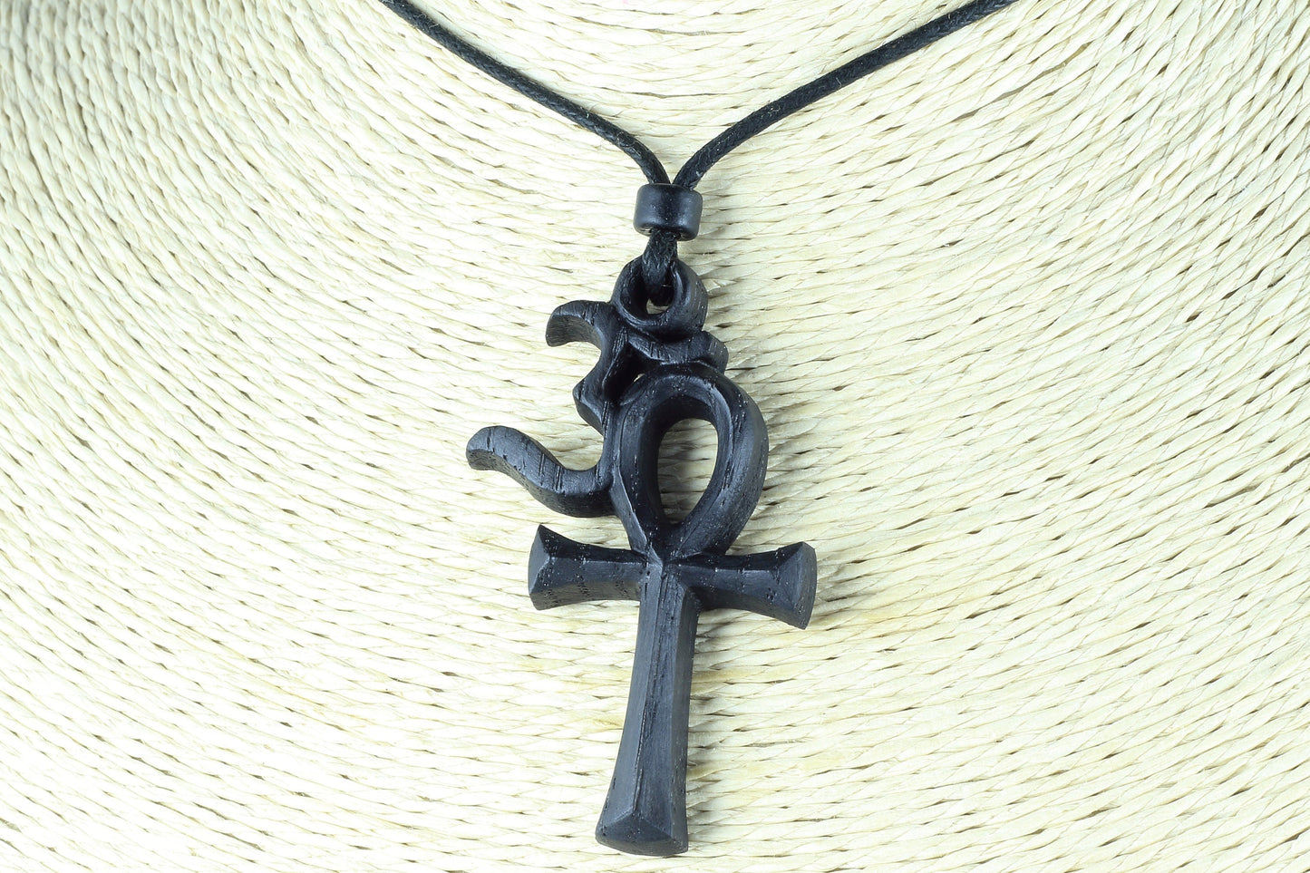 Om Ankh necklace Ankh pendant Egyptian cross Wood necklace Made of bog oak