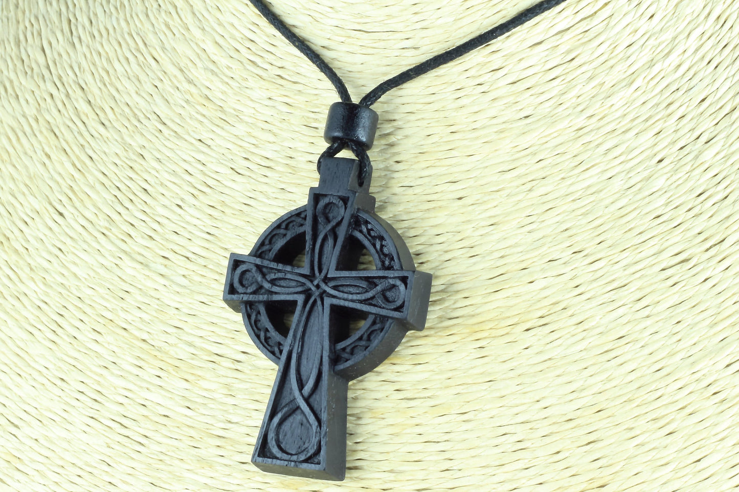 Celtic Cross Wooden Pendant, bog oak Cross Necklace,  Made In Ireland 5000years old bog oak