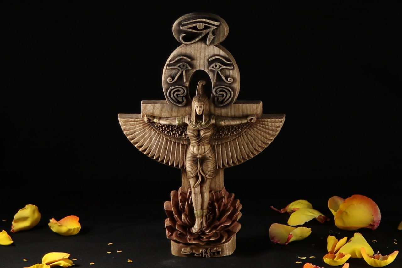 Goddess of Harmony Maat Statue - Wooden Ancient Egypt Statue