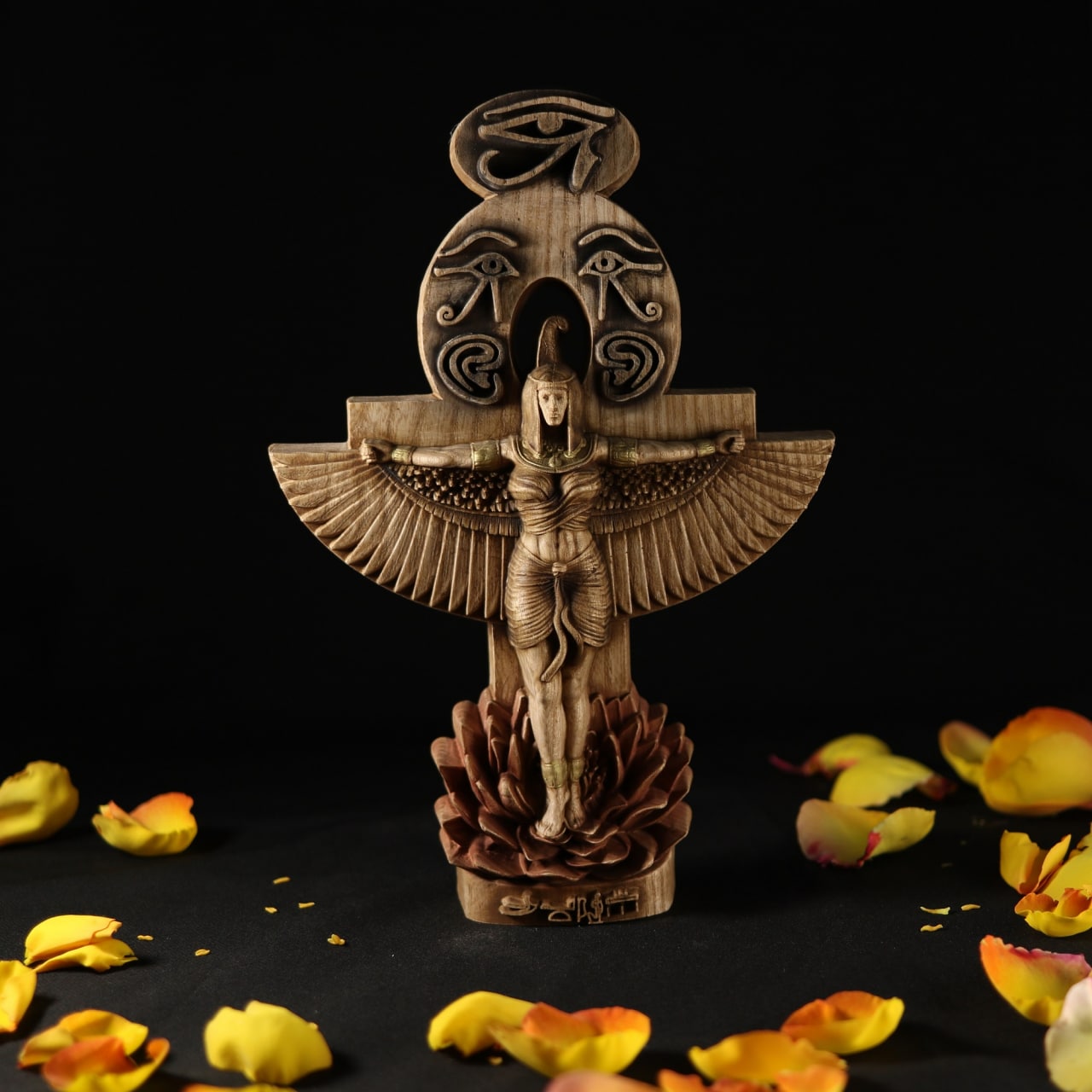 Goddess of Harmony Maat Statue - Wooden Ancient Egypt Statue