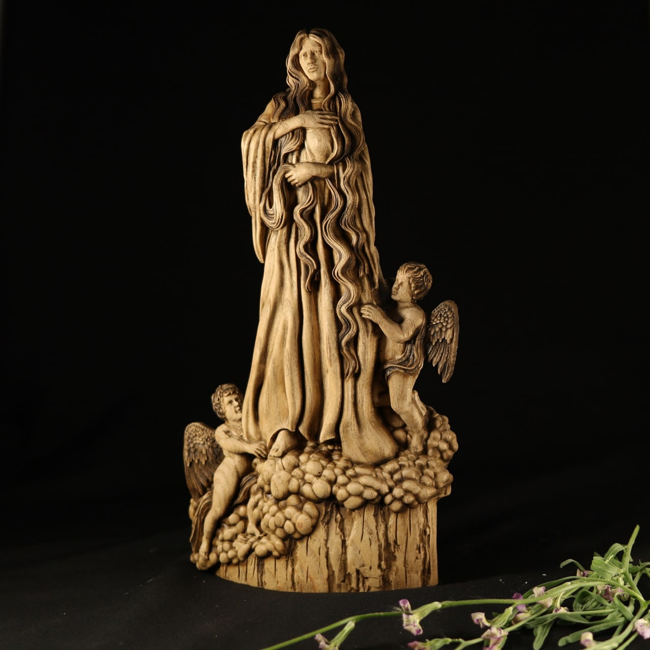 Handcrafted Mary Magdalene Wooden Statue